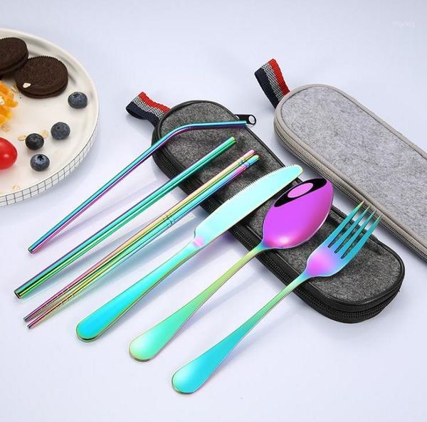 portable flatware set 5 colors tableware 8pcs/sets outing dinnerware stainless steel straw brush spoon fork chopsticks knife1
portable flatware set 5 colors tableware 8pcs/sets outing dinnerware stainless steel straw brush spoon fork chopsticks knife1
