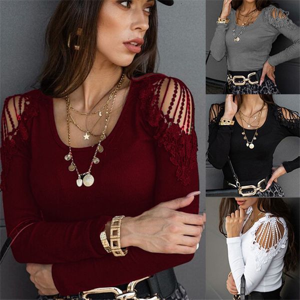 lace hollow t shirts womens strapless solid color slim autumn winter o neck casual women t-shirts, White
lace hollow t shirts womens strapless solid color slim autumn winter o neck casual women t-shirts, White