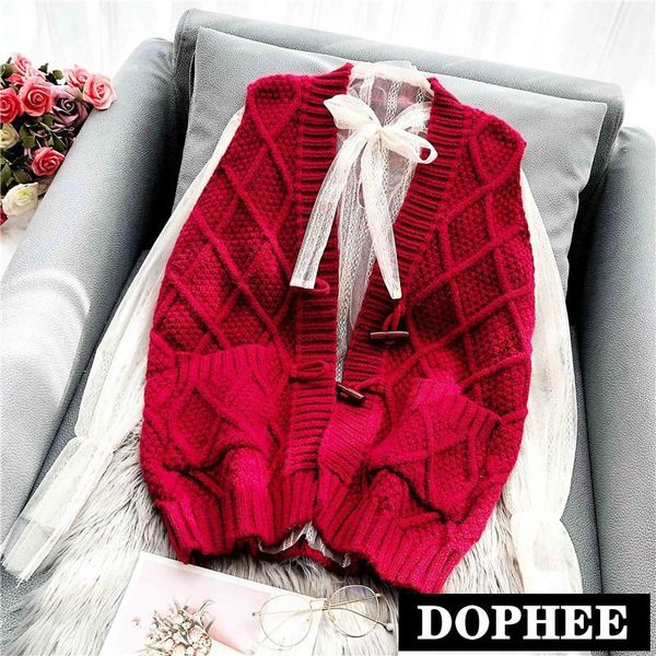 new sleeveless knitted sweater women's spring and autumn pure color knit vest loose waistcoat student cardigans, Black;white
new sleeveless knitted sweater women's spring and autumn pure color knit vest loose waistcoat student cardigans, Black;white