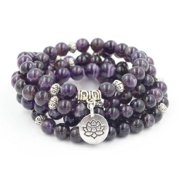 8mm natural purple crystal stone with lotus 3d pendant energy 108 mala bracelet or necklace yoga jewelry wholesale, Black
8mm natural purple crystal stone with lotus 3d pendant energy 108 mala bracelet or necklace yoga jewelry wholesale, Black