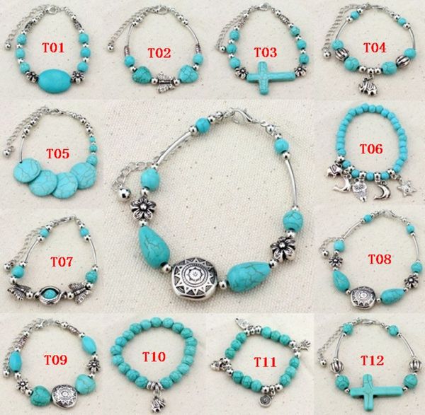 12 styles 2015 classic charms bracelets ethnic turquoise with tibetan silver, Golden;silver
12 styles 2015 classic charms bracelets ethnic turquoise with tibetan silver, Golden;silver