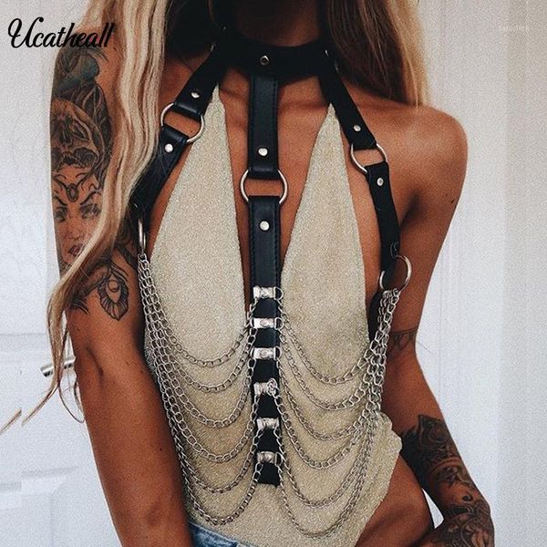 fashion backless pu leather tank women hollow out metal chain nightclub party short crop, White
fashion backless pu leather tank women hollow out metal chain nightclub party short crop, White