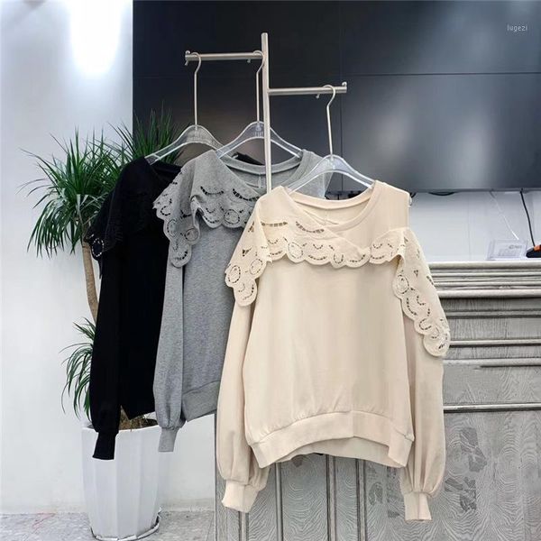 2020 autumn and winter new pullover wmen's temperament embroidery hollow ruffled off-shoulder loose and versatile trend1, Black
2020 autumn and winter new pullover wmen's temperament embroidery hollow ruffled off-shoulder loose and versatile trend1, Black