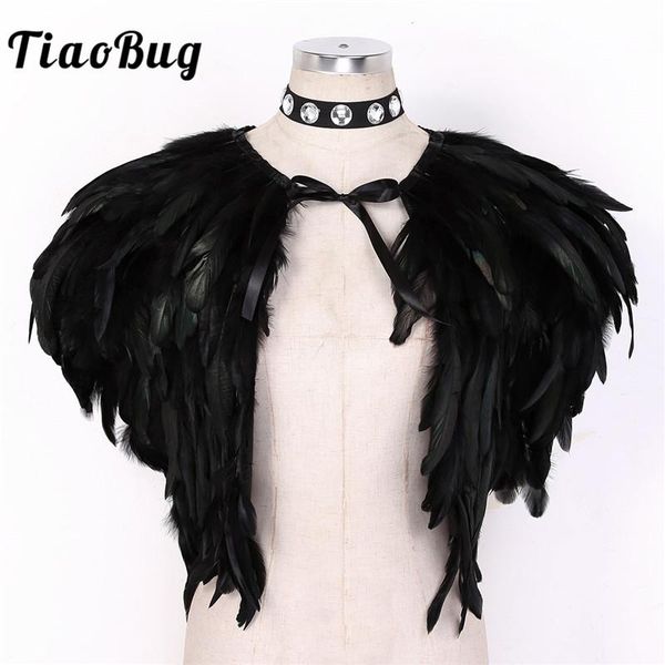 women gothic sleeveless bolero short wrap natural feather shrug cape with rhinestone choker masquerade rave party costume, Silver
women gothic sleeveless bolero short wrap natural feather shrug cape with rhinestone choker masquerade rave party costume, Silver