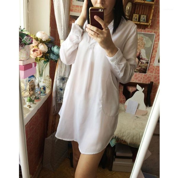 2019 autumn blouse shirt women chiffon office work wear shirt long sleeve turn-down collar asymmetric tunics plus size 5xl1, White
2019 autumn blouse shirt women chiffon office work wear shirt long sleeve turn-down collar asymmetric tunics plus size 5xl1, White