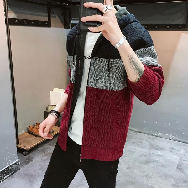 men's sweaters autumn and winter knitted cardigan sweater hooded thickened korean fashion loose coat man, White;black
men's sweaters autumn and winter knitted cardigan sweater hooded thickened korean fashion loose coat man, White;black