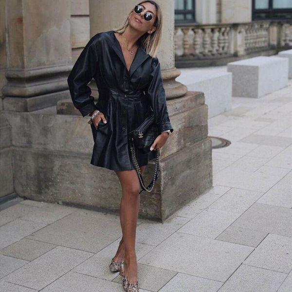 autumn new jacket women office ladies long sleeve black leather buttoned elastic waist jacket formal coat veste manteau femme, Black;brown
autumn new jacket women office ladies long sleeve black leather buttoned elastic waist jacket formal coat veste manteau femme, Black;brown