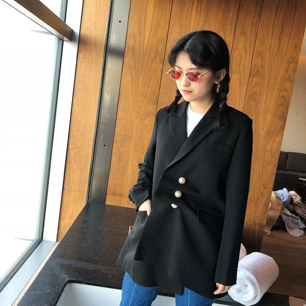 black women blazer 2021 lady office work suit with pocket fashion pearls button irregular blazer femme jackets, White;black
black women blazer 2021 lady office work suit with pocket fashion pearls button irregular blazer femme jackets, White;black