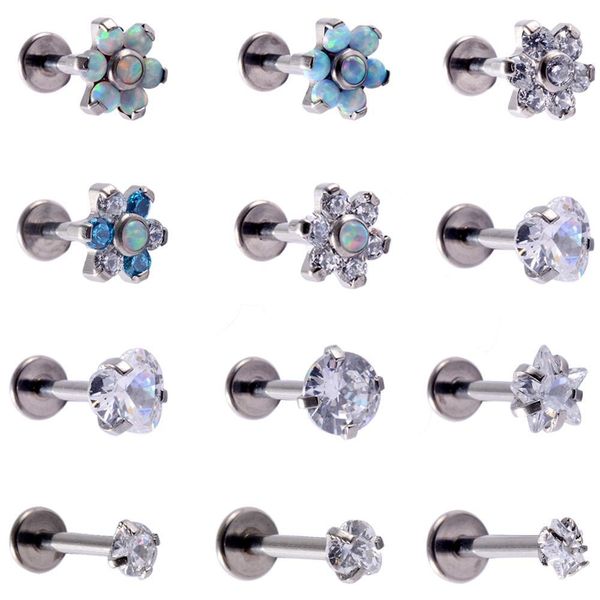 1pc g23 titanium opal flower gem labret lip bar ring zircon ear cartilage tragus helix lobe piercing screw fit q jlluxp, Silver
1pc g23 titanium opal flower gem labret lip bar ring zircon ear cartilage tragus helix lobe piercing screw fit q jlluxp, Silver