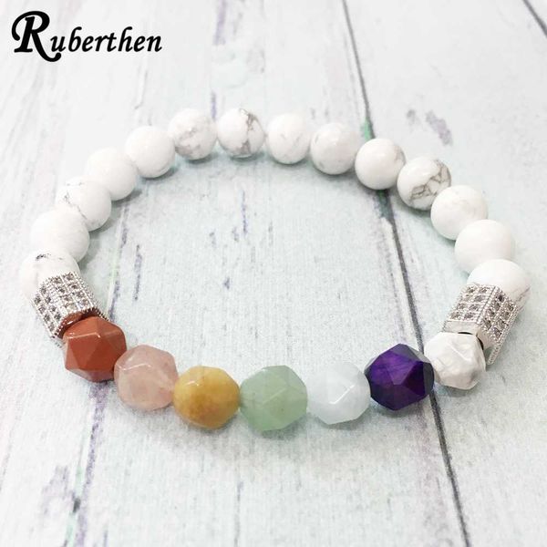 ruberthen fashion design women`s 7 chakra bracelet 8 mm white howlite with diamon d cut stone bracelet friendship jewelry, Black
ruberthen fashion design women`s 7 chakra bracelet 8 mm white howlite with diamon d cut stone bracelet friendship jewelry, Black