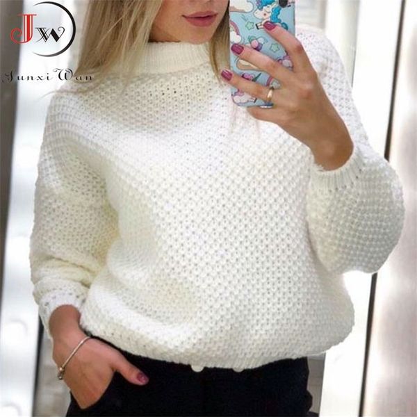 women's sweater autumn winter fashion long sleeve solid women knitted sweaters and pullovers casual jumper pull femme 201222, White;black
women's sweater autumn winter fashion long sleeve solid women knitted sweaters and pullovers casual jumper pull femme 201222, White;black
