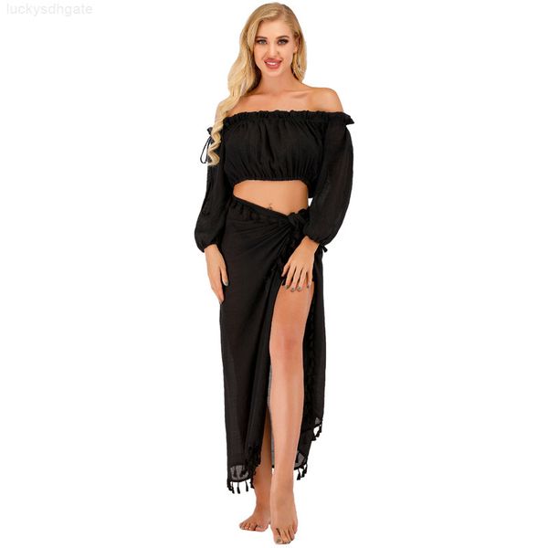 set 2020 crop cover- dress ups 2pcs/set beach dresses swimsuit sun protection cover up, White;black
set 2020 crop cover- dress ups 2pcs/set beach dresses swimsuit sun protection cover up, White;black