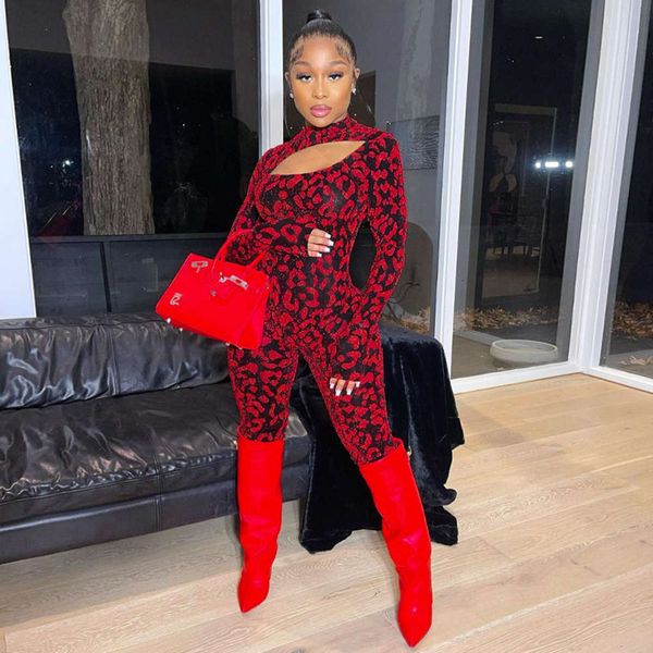 women's 2021 spring new leopard print bright silk jacquard hollow out long sleeve tight sports jumpsuit, Black
women's 2021 spring new leopard print bright silk jacquard hollow out long sleeve tight sports jumpsuit, Black