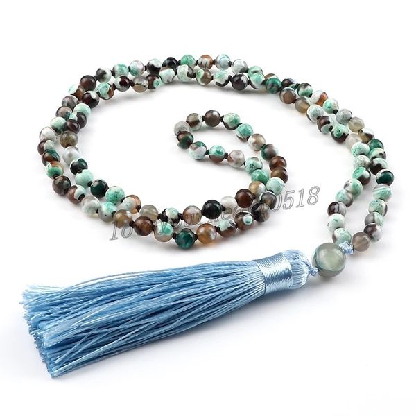 vintage bohemian green fire agates necklaces for women men 108 mala beads natural stone long tassel necklaces friendship jewelry, Silver
vintage bohemian green fire agates necklaces for women men 108 mala beads natural stone long tassel necklaces friendship jewelry, Silver