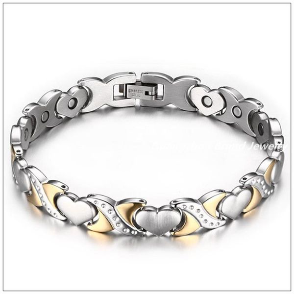 link, chain fashion womens mens jewelry 316l stainless steel energy magnetic germanium heart silver gold color bracelet bangle 9.8", Black
link, chain fashion womens mens jewelry 316l stainless steel energy magnetic germanium heart silver gold color bracelet bangle 9.8", Black