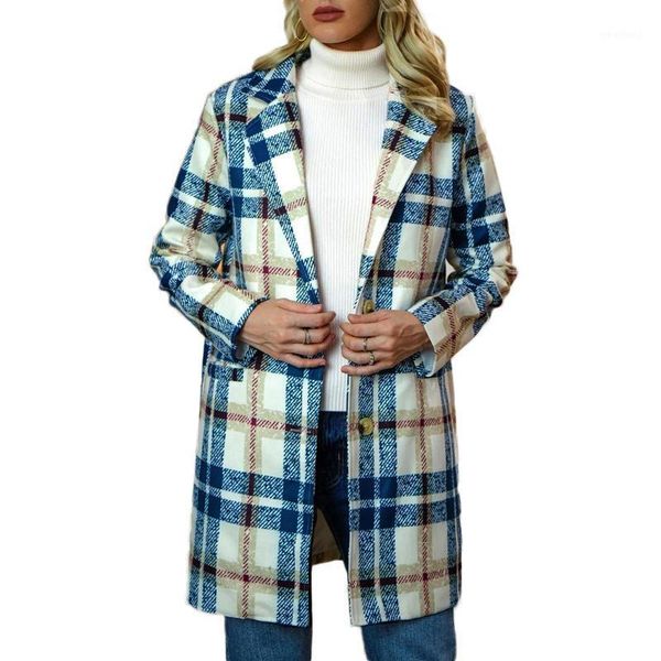 women's wool & blends spring clothes for women fashion plaid printing long jacket lapel trench coat overcoat winter abrigos mujer1, Black
women's wool & blends spring clothes for women fashion plaid printing long jacket lapel trench coat overcoat winter abrigos mujer1, Black