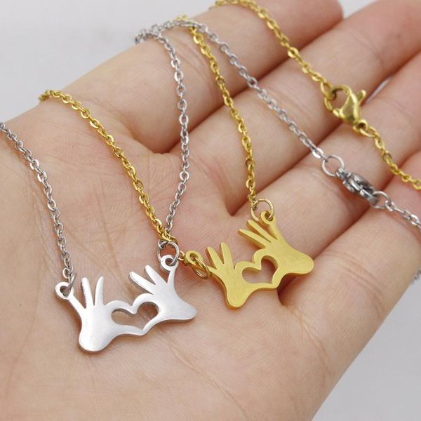 2020 fashion trendy heart hand charm pendant stainless steel chain necklace for women gold color engagement collar jewelry gift, Silver
2020 fashion trendy heart hand charm pendant stainless steel chain necklace for women gold color engagement collar jewelry gift, Silver