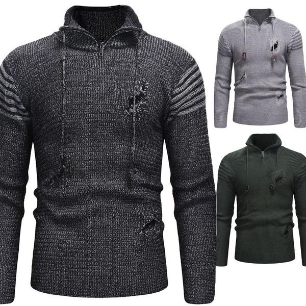 men's sweaters knit long sleeve turn down collar pullover with zipper holes casual slim type, White;black
men's sweaters knit long sleeve turn down collar pullover with zipper holes casual slim type, White;black