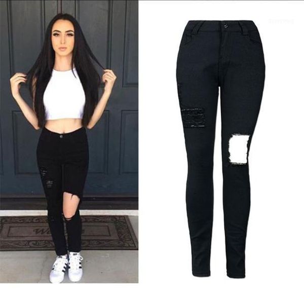 women's jeans fashion black holes ripped for women high waist denim skinny pants stretch slim pencil trousers jeansy damskie 201, Blue
women's jeans fashion black holes ripped for women high waist denim skinny pants stretch slim pencil trousers jeansy damskie 201, Blue