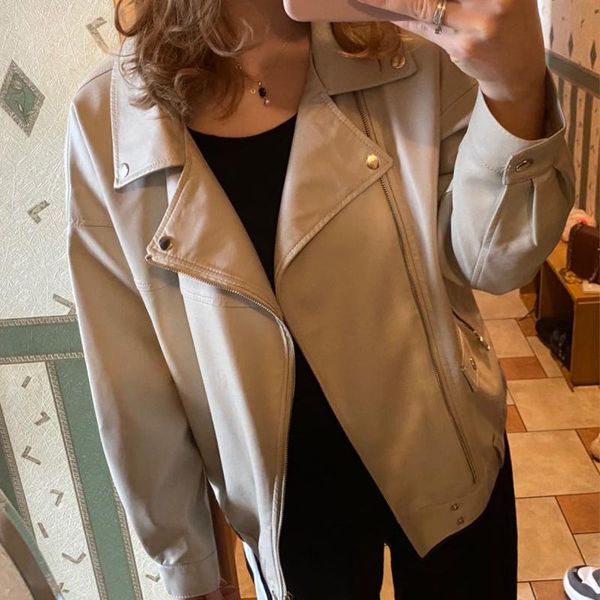 ailegogo 2020 new women streetwear loose black pu faux soft leather jacket casual female motorcycle biker turn down collar coat
ailegogo 2020 new women streetwear loose black pu faux soft leather jacket casual female motorcycle biker turn down collar coat
