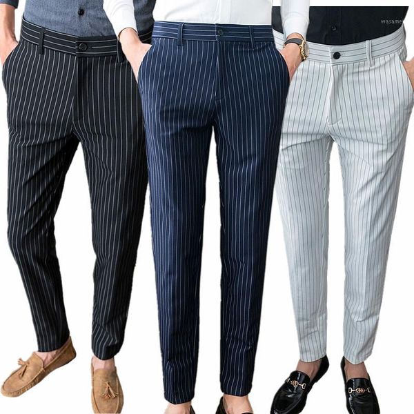 autumn new mens suit pants white blue black striped trousers fashion slim men pant size 28-36 pants men1, White;black
autumn new mens suit pants white blue black striped trousers fashion slim men pant size 28-36 pants men1, White;black