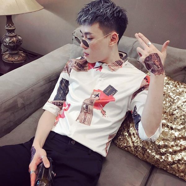 men's casual shirts seven-point sleeve korean printed shirt trend hairdresser night clothes wild fashion handsome net red, White;black
men's casual shirts seven-point sleeve korean printed shirt trend hairdresser night clothes wild fashion handsome net red, White;black