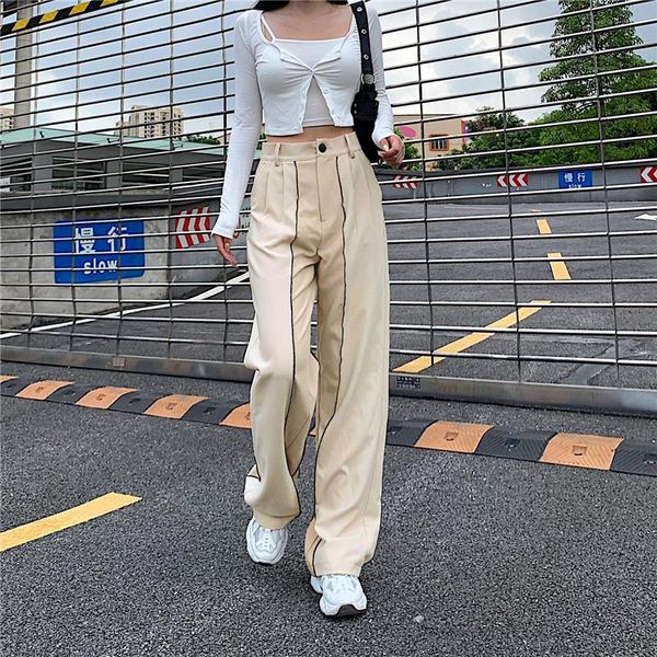 women straight splicing striped pants trousers streetwear high-waist contrast color dance club loose wide-leg fall bottoms pants, Black;white
women straight splicing striped pants trousers streetwear high-waist contrast color dance club loose wide-leg fall bottoms pants, Black;white