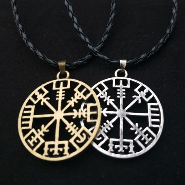 nordic mythology aoding logo necklace vijing compass pendant mens leather rope alloy jewelry, Silver
nordic mythology aoding logo necklace vijing compass pendant mens leather rope alloy jewelry, Silver