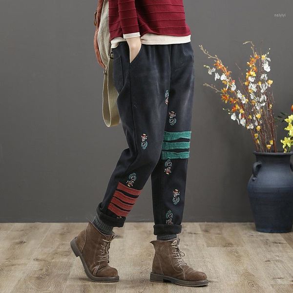 women's jeans winter women retro thicker fleece warm denim pants elastic waist embroidery patchwork slim-type female trousers 20211, Blue
women's jeans winter women retro thicker fleece warm denim pants elastic waist embroidery patchwork slim-type female trousers 20211, Blue