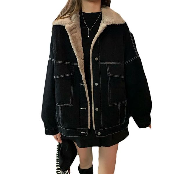 women's jackets fashion lamb wool women autumn winter coats 2021 korean loose casual plus velvet thick denim cotton jacket 63b, Black;brown
women's jackets fashion lamb wool women autumn winter coats 2021 korean loose casual plus velvet thick denim cotton jacket 63b, Black;brown