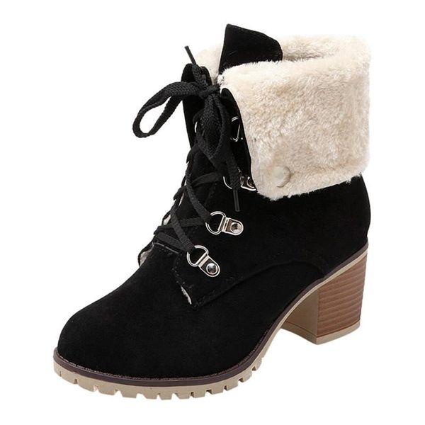 sagace winter boots women suede round toe pure color square heels lace-up keep warm snow booties botas camperas mujer, Black
sagace winter boots women suede round toe pure color square heels lace-up keep warm snow booties botas camperas mujer, Black