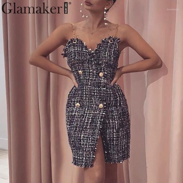 glamaker tweed black short party club dress women autumn sleeveless elegant bodycon dress female v neck winter mini1, Black;gray
glamaker tweed black short party club dress women autumn sleeveless elegant bodycon dress female v neck winter mini1, Black;gray