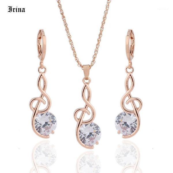 Rose Gold-Color Romantic Musical Note Pendant Crystal Necklace Earrings Cubic Zirconia Jewelry Sets for Women aretes 20201, Silver
Rose Gold-Color Romantic Musical Note Pendant Crystal Necklace Earrings Cubic Zirconia Jewelry Sets for Women aretes 20201, Silver