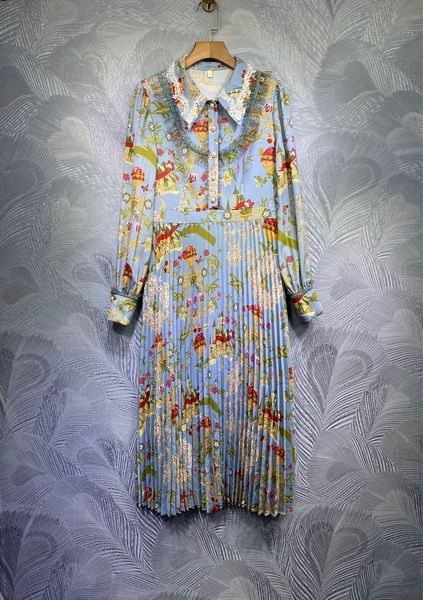 milan runway dress 2021 lapel neck long sleeve print designer dress brand same style dress 0111-20, Black
milan runway dress 2021 lapel neck long sleeve print designer dress brand same style dress 0111-20, Black