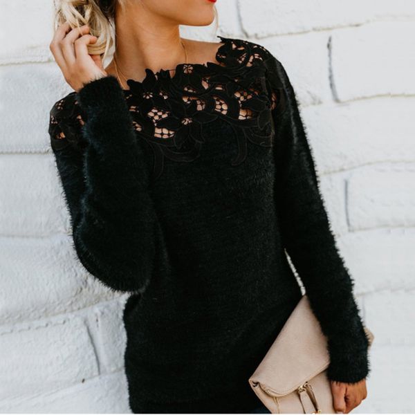 sweaters women casual o-neck long black blue pink lace fall woman sweaters pullovers, White;black
sweaters women casual o-neck long black blue pink lace fall woman sweaters pullovers, White;black