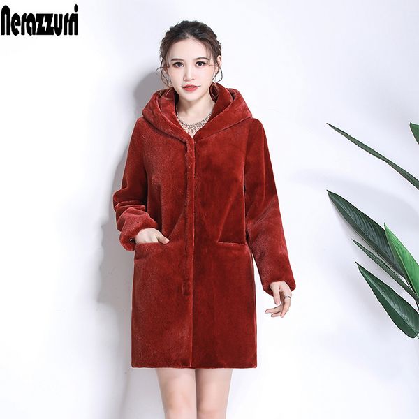 nerazzurri winter women fur coat with hood long sleeve red black warm fur pockets plus size plush fluffy fake fur jacket 5xl 6xl lj201202
nerazzurri winter women fur coat with hood long sleeve red black warm fur pockets plus size plush fluffy fake fur jacket 5xl 6xl lj201202