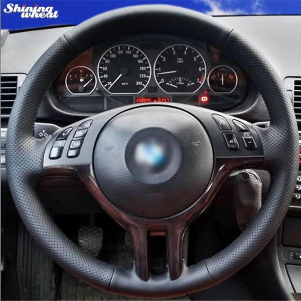 shining wheat black artificial leather hand-stitched car steering wheel cover for e39 e46 325i e53 x5 
shining wheat black artificial leather hand-stitched car steering wheel cover for e39 e46 325i e53 x5