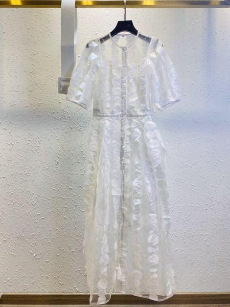 european women's 2020 new single-breasted mesh splicing two-piece white long dress, White;black
european women's 2020 new single-breasted mesh splicing two-piece white long dress, White;black