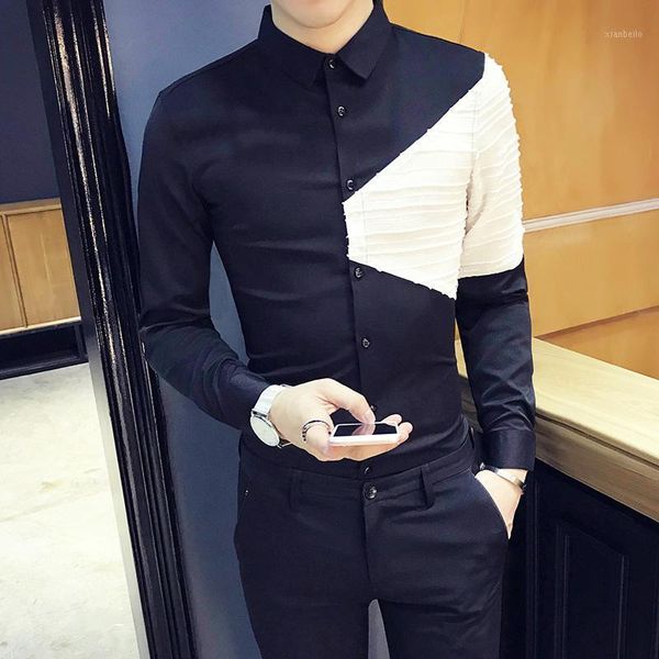 2020 spring and autumn new korean slim long sleeve shirt fashion casual color matching bottoming shirt black / white -3xl1, White;black
2020 spring and autumn new korean slim long sleeve shirt fashion casual color matching bottoming shirt black / white -3xl1, White;black
