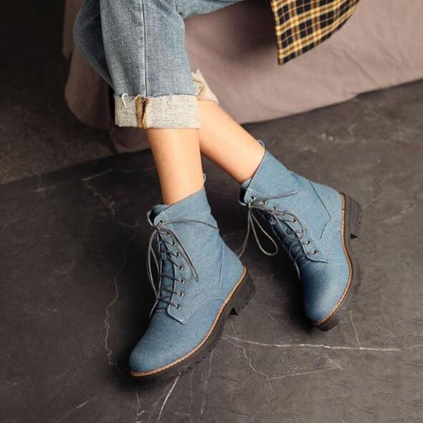 women ankle boots chaussure booties plus size low heels denim jean autumn lace up warm shoes woman zapatos mujer sapato d2082, Black
women ankle boots chaussure booties plus size low heels denim jean autumn lace up warm shoes woman zapatos mujer sapato d2082, Black