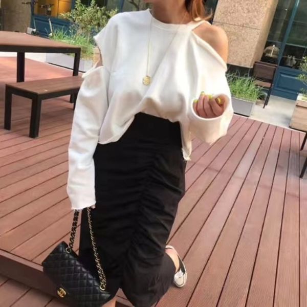 slguc t-shirt 2020 new autumn sweater korean short open-shoulder hole dongdaemun woolen t-shirt thin sweater pcvmj, Black
slguc t-shirt 2020 new autumn sweater korean short open-shoulder hole dongdaemun woolen t-shirt thin sweater pcvmj, Black