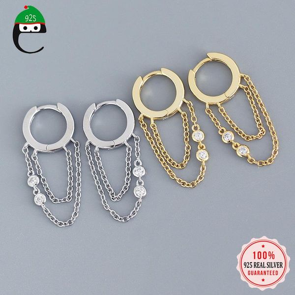 hoop & huggie elfoplatasi real 925 sterling silver fashion sweet double chain cz charm earring for women wedding party fine jewelry ds673, Golden;silver
hoop & huggie elfoplatasi real 925 sterling silver fashion sweet double chain cz charm earring for women wedding party fine jewelry ds673, Golden;silver