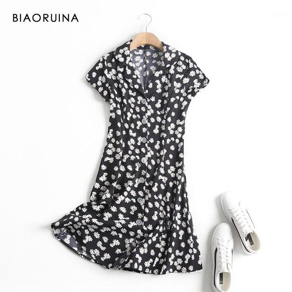 biaoruina women's daisy printing single breasted high waist slim dress turn-down collar female vintage summer dress short sleeve1, Black;gray
biaoruina women's daisy printing single breasted high waist slim dress turn-down collar female vintage summer dress short sleeve1, Black;gray