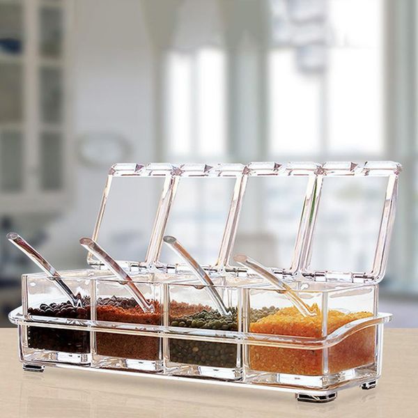 4 grid seasoning box set crystal transparent seasoning jar salt sugar creative kitchen spoon box gadget accessories
4 grid seasoning box set crystal transparent seasoning jar salt sugar creative kitchen spoon box gadget accessories