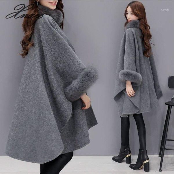 xnxee 2019 winter fur neck coat women plus size long cloak casual loose ladies jacket warm cape coats1, Black
xnxee 2019 winter fur neck coat women plus size long cloak casual loose ladies jacket warm cape coats1, Black