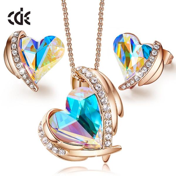 cde zircon angel necklace earrings with ab color heart crystals from gemstones jewelry set for women wholesale, Silver
cde zircon angel necklace earrings with ab color heart crystals from gemstones jewelry set for women wholesale, Silver