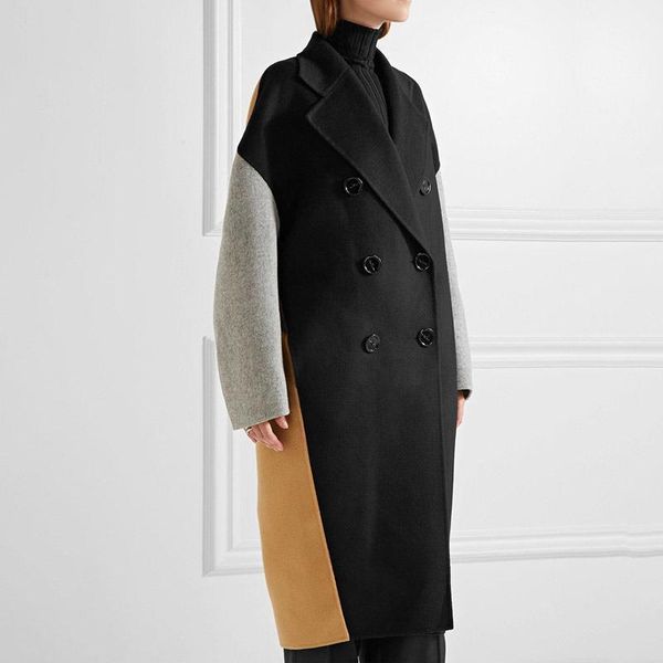 2020 autumn autumn fashion new women plus large block color matching lapel double-breasted cashmere coat tc818, Black
2020 autumn autumn fashion new women plus large block color matching lapel double-breasted cashmere coat tc818, Black
