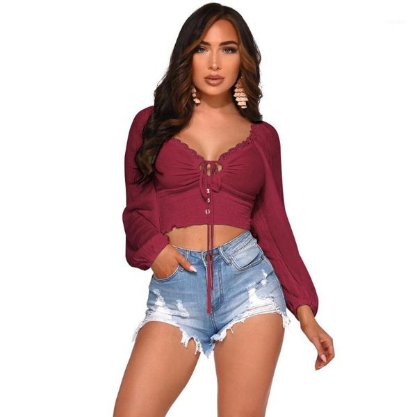 off shoulder crop lace t-shirt new fashion tshirt women tunic t shirts puff sleeve v neck button up tee1, Black
off shoulder crop lace t-shirt new fashion tshirt women tunic t shirts puff sleeve v neck button up tee1, Black