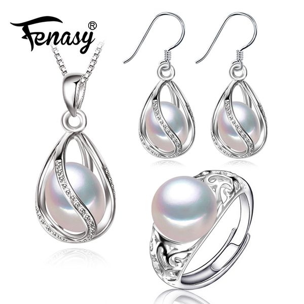 fenasy 925 sterling silver cage pendant pearl jewelry sets natural pearl pendant necklace cage earrings for women silver ring 210202 
fenasy 925 sterling silver cage pendant pearl jewelry sets natural pearl pendant necklace cage earrings for women silver ring 210202