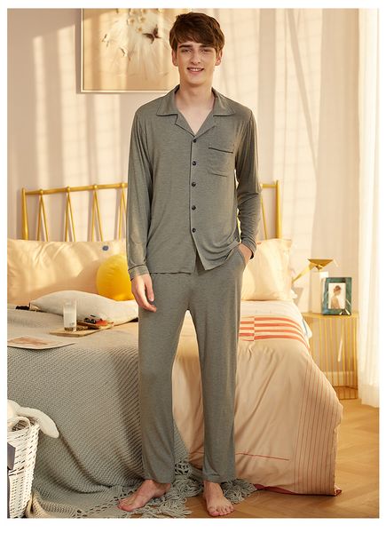appeshion 2 pcs men's knit modal lapel long sleeve home wear pajamas set sleepwear, Black;brown
appeshion 2 pcs men's knit modal lapel long sleeve home wear pajamas set sleepwear, Black;brown